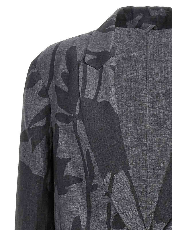 BRUNELLO CUCINELLI WOMEN'S GREY LINEN FLORAL BLAZER