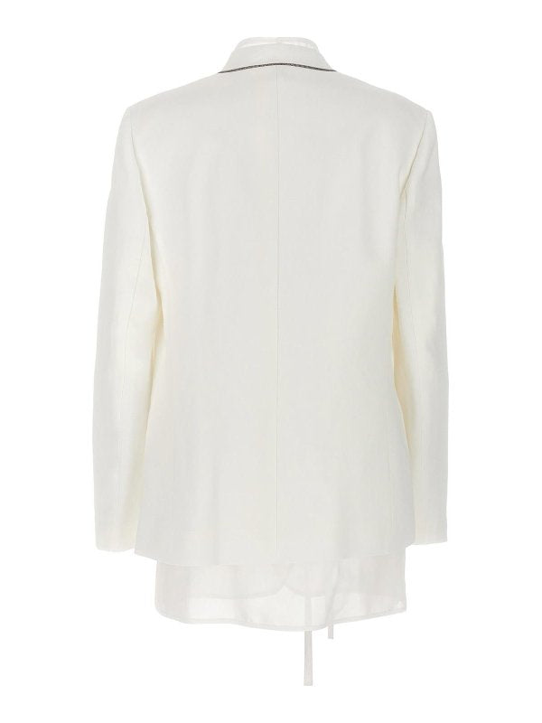 BRUNELLO CUCINELLI WOMEN'S OFF WHITE TAILORED BLAZER