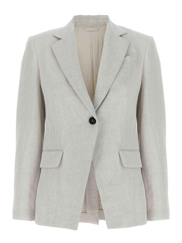 BRUNELLO CUCINELLI WOMEN'S GESSO LINEN COTTON TAILORED BLAZER