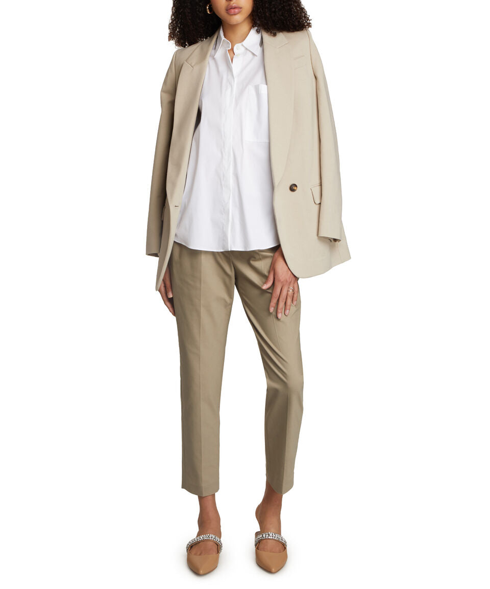 BRUNELLO CUCINELLI WOMEN'S ROCKWEED COTTON TAPERED TROUSERS ELASTIC WAIST