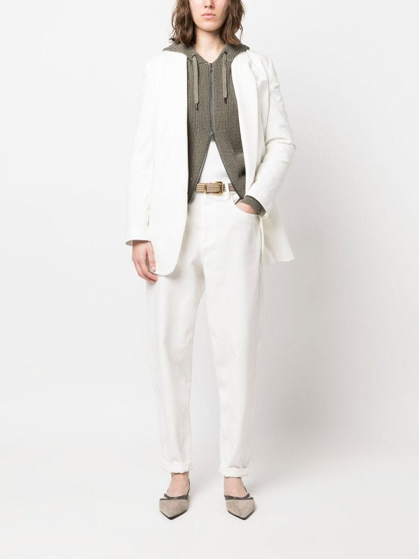 BRUNELLO CUCINELLI WOMEN'S NATURALE COTTON RELAXED FIT TROUSERS