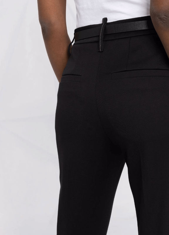 BRUNELLO CUCINELLI WOMEN'S BLACK COTTON TAILORED TROUSERS