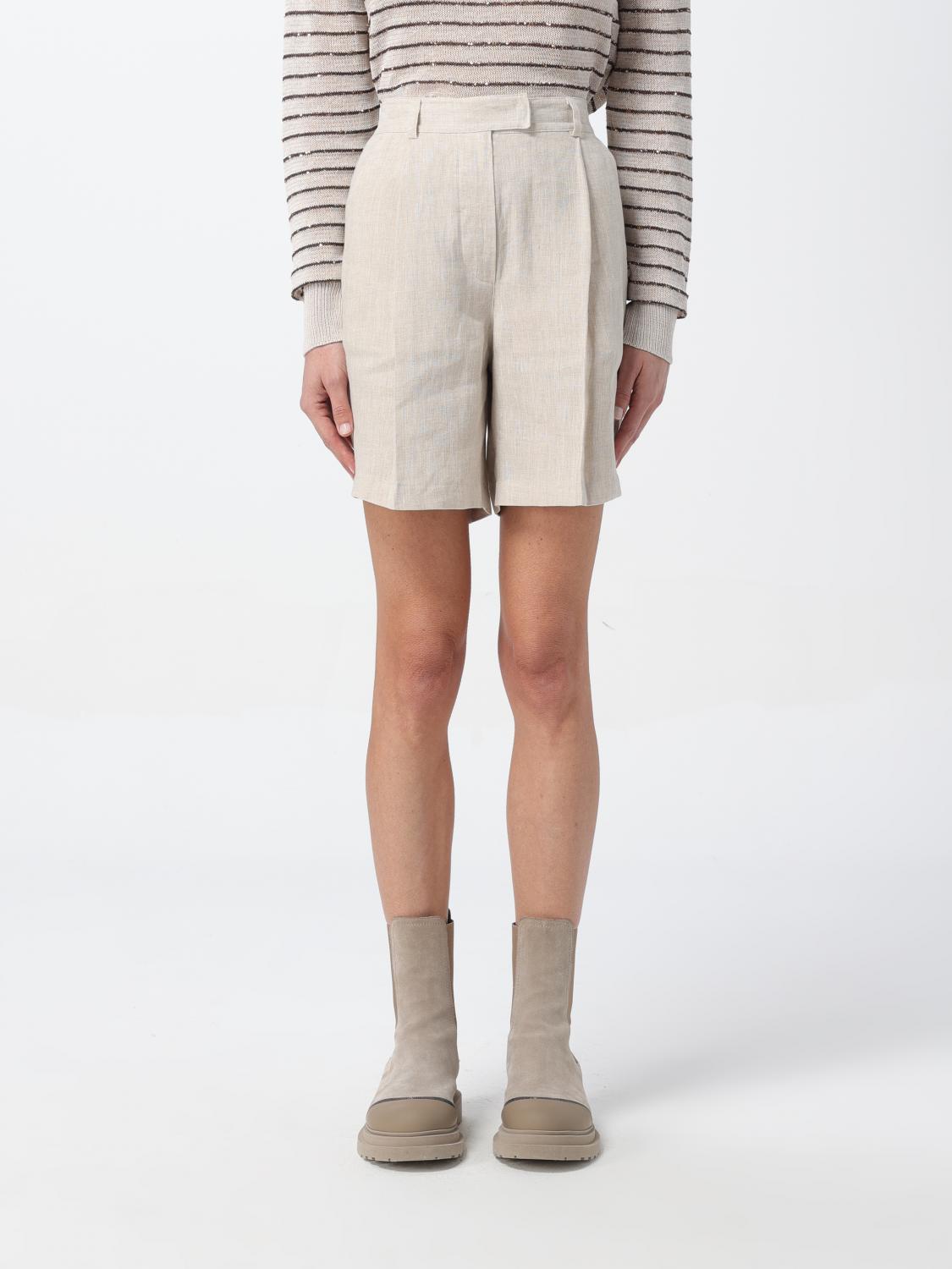 BRUNELLO CUCINELLI WOMEN'S NATURALE LINEN TAILORED SHORTS