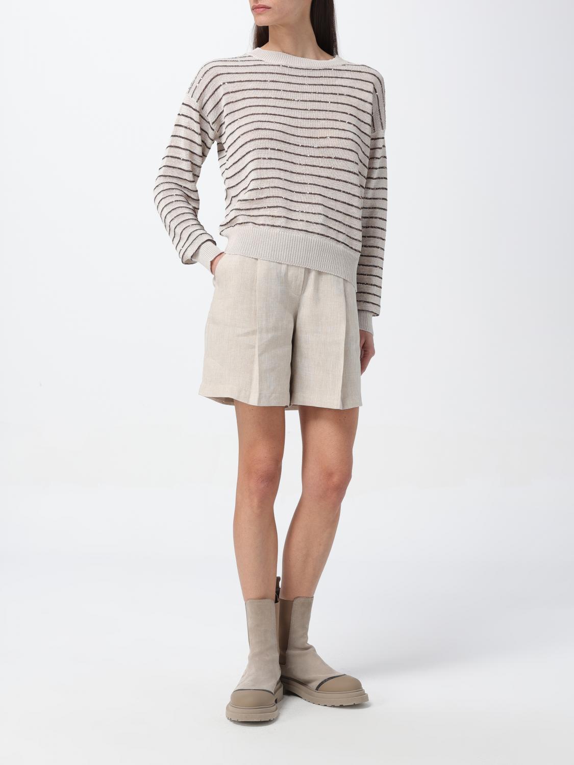 BRUNELLO CUCINELLI WOMEN'S NATURALE LINEN TAILORED SHORTS