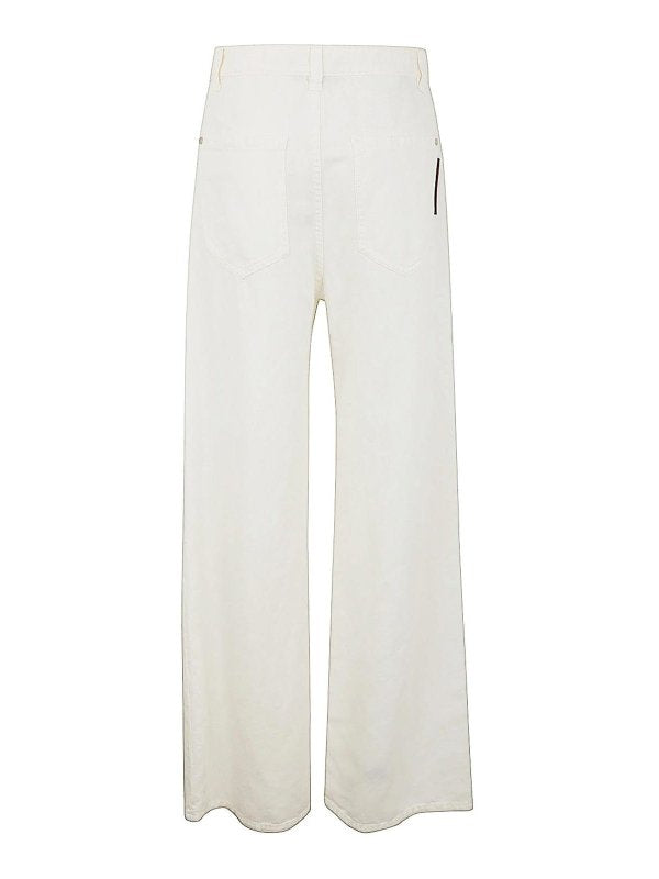 BRUNELLO CUCINELLI WOMEN'S NATURALE COTTON LINEN WIDE LEG TROUSERS