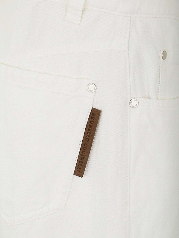 BRUNELLO CUCINELLI WOMEN'S NATURALE COTTON LINEN WIDE LEG TROUSERS
