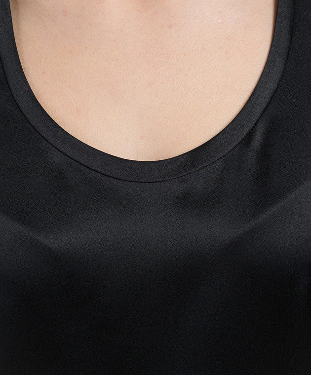 BRUNELLO CUCINELLI WOMEN'S BLACK SILK SLEEVELESS SHIRT