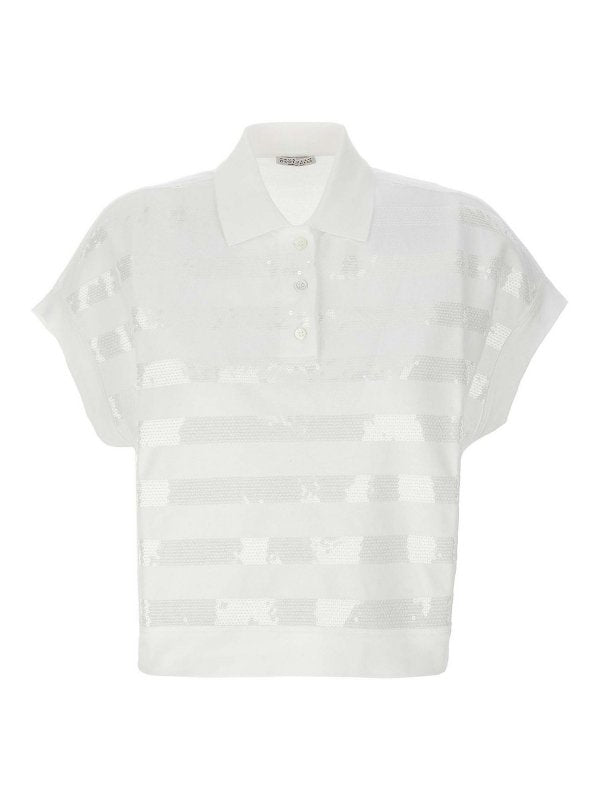 BRUNELLO CUCINELLI WOMEN'S WHITE SHORT SLEEVE SHIRT