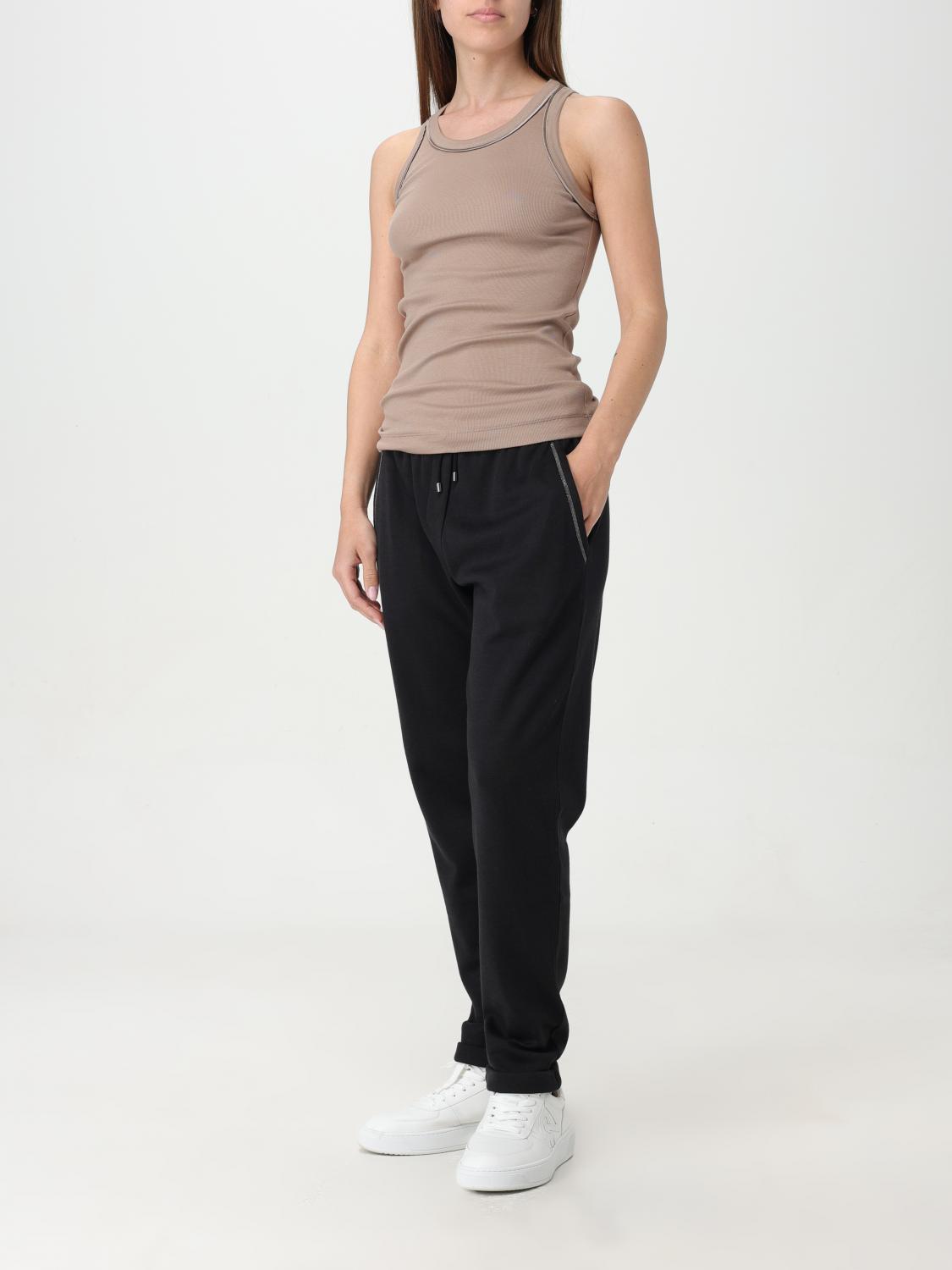 BRUNELLO CUCINELLI WOMEN'S TAUPE FITTED TANK TOP