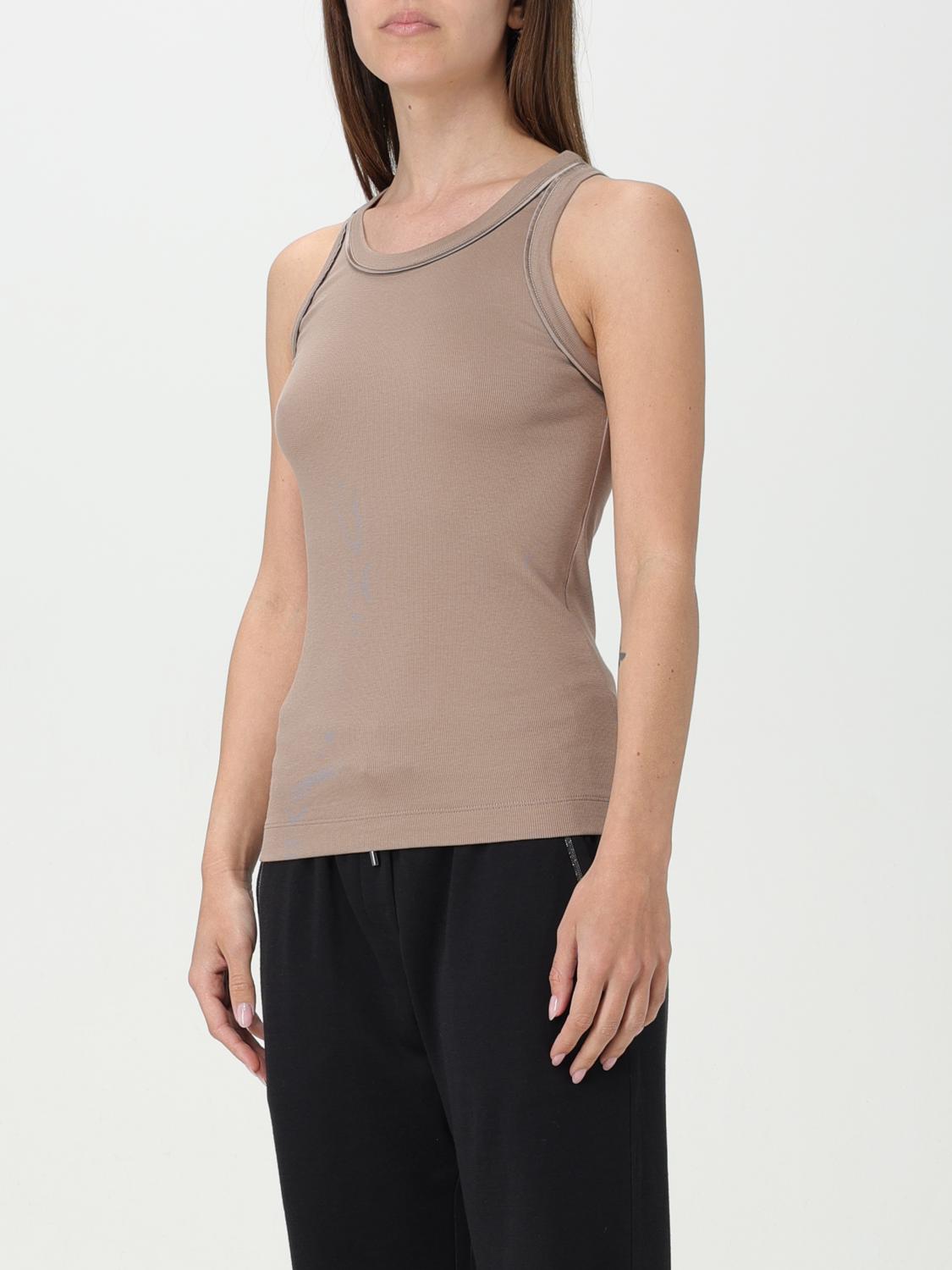 BRUNELLO CUCINELLI WOMEN'S TAUPE FITTED TANK TOP