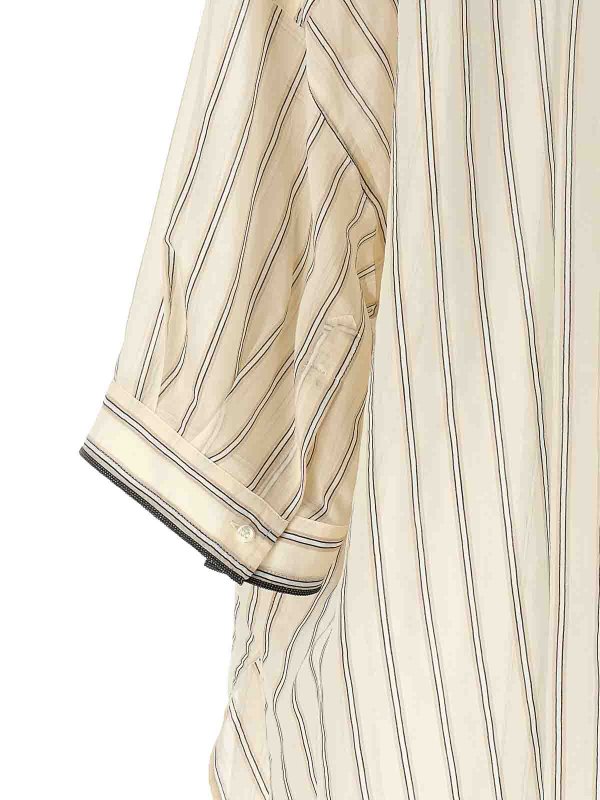 BRUNELLO CUCINELLI WOMEN'S BEIGE SILK BLEND OVERSIZED SHIRT