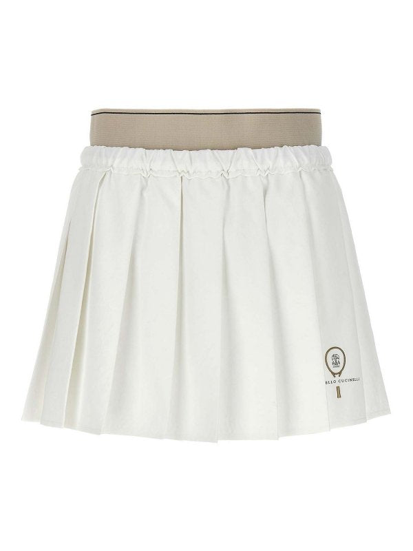 BRUNELLO CUCINELLI WOMEN'S WHITE PLEATED SKIRT
