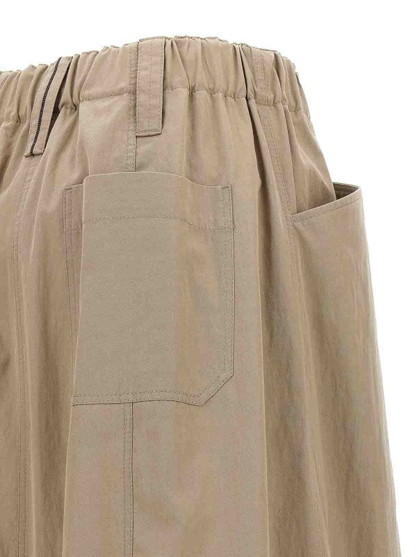 BRUNELLO CUCINELLI WOMEN'S BEIGE GATHERED HEM SKIRT