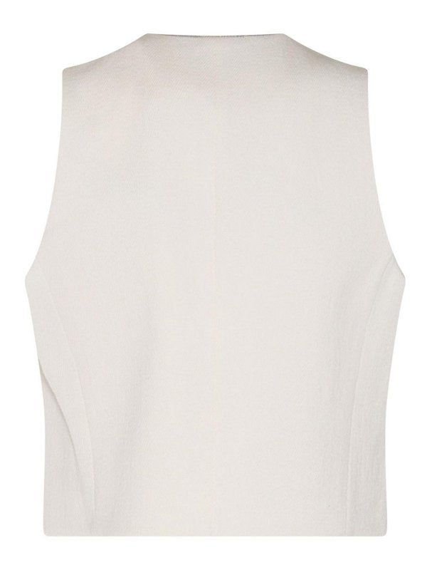 BRUNELLO CUCINELLI WOMEN'S OFF WHITE COTTON LINEN VEST