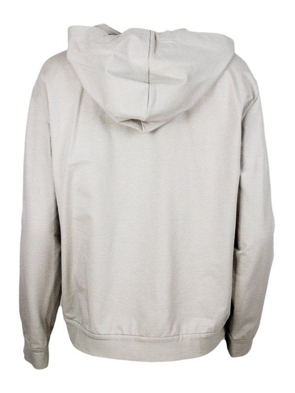 BRUNELLO CUCINELLI WOMEN'S LIGHT BEIGE ZIP HOODIE