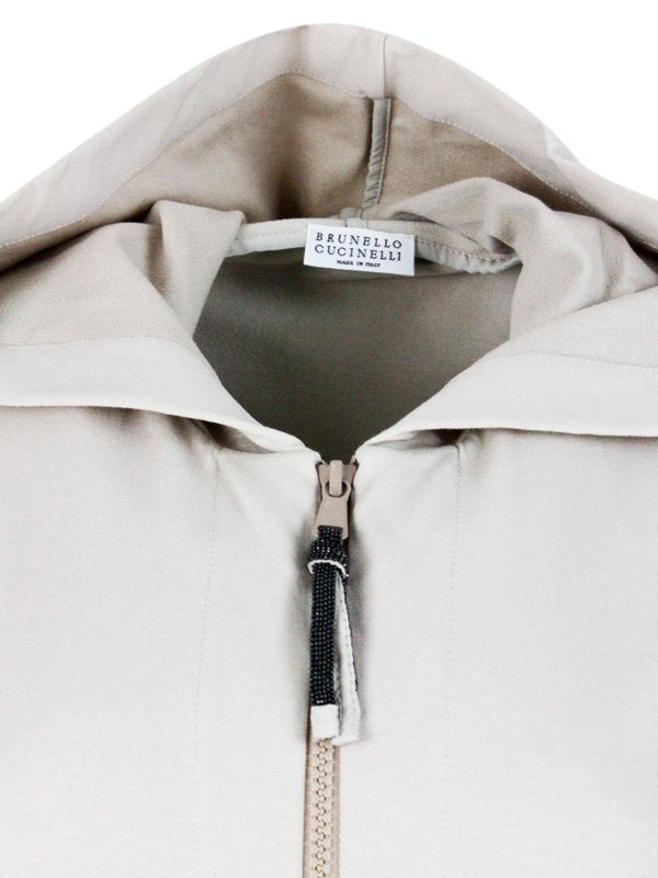 BRUNELLO CUCINELLI WOMEN'S LIGHT BEIGE ZIP HOODIE