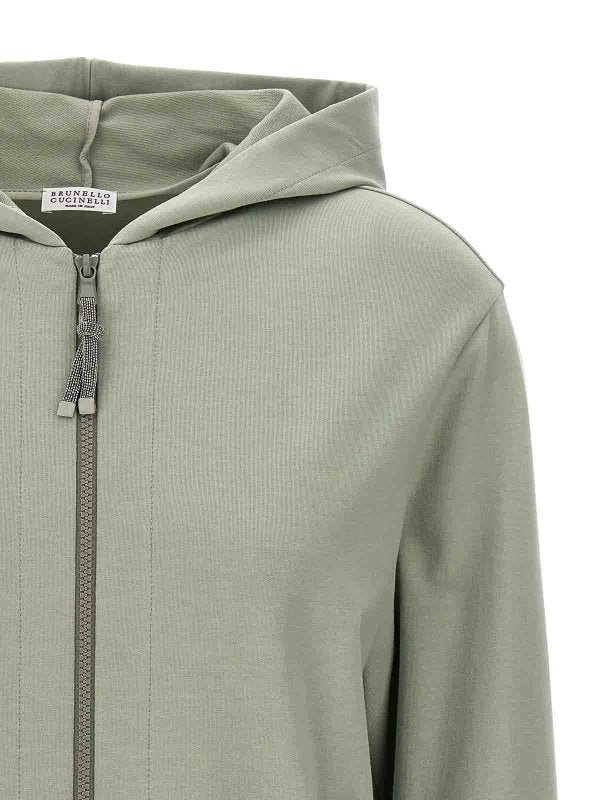 BRUNELLO CUCINELLI WOMEN'S LIGHT GREEN ZIP HOODIE