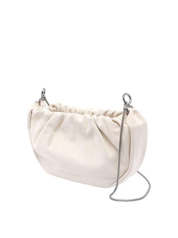 BRUNELLO CUCINELLI WOMEN'S OFF WHITE LEATHER SHOULDER BAG