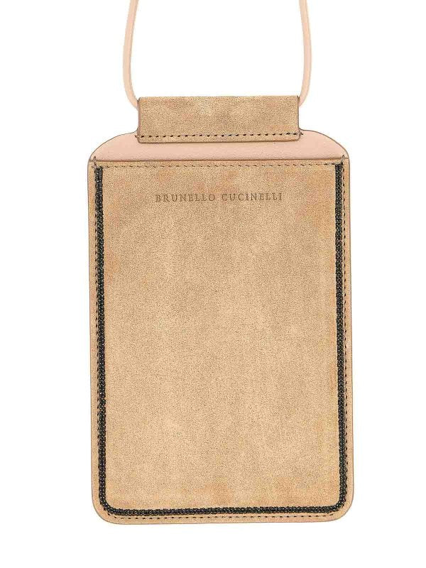 BRUNELLO CUCINELLI WOMEN'S LIGHT BROWN LEATHER CROSSBODY BAG