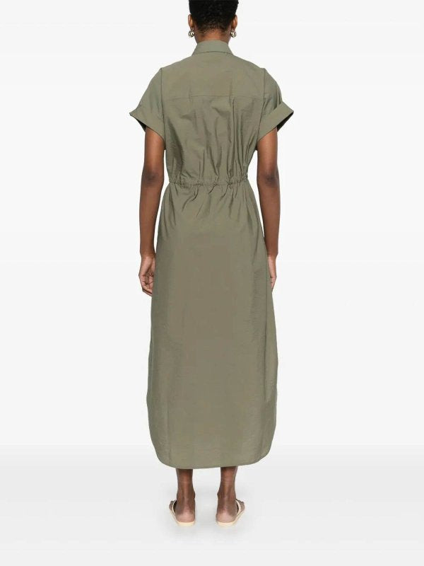 BRUNELLO CUCINELLI WOMEN'S OLIVE COTTON SHIRT DRESS