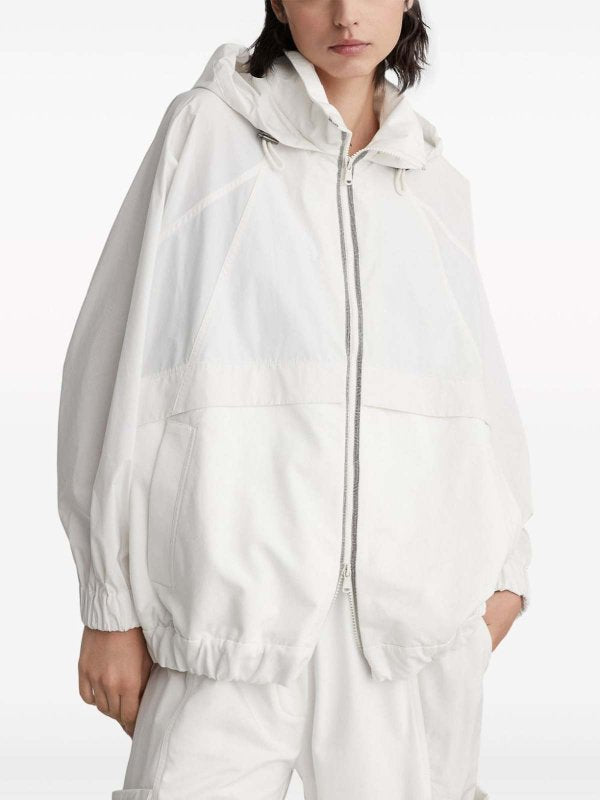 BRUNELLO CUCINELLI WOMEN'S OFF WHITE HOODED ZIP JACKET
