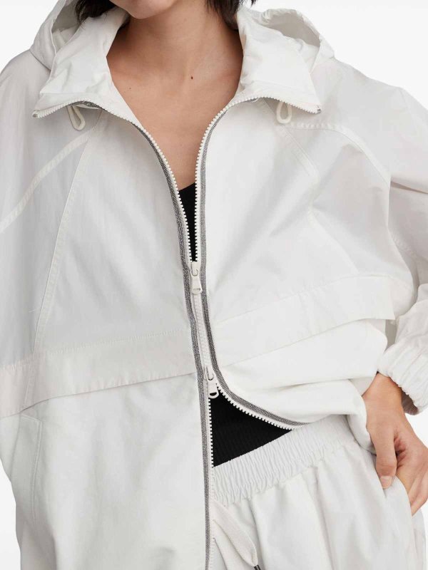 BRUNELLO CUCINELLI WOMEN'S OFF WHITE HOODED ZIP JACKET