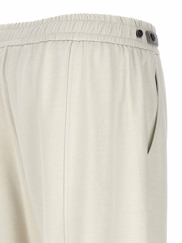 BRUNELLO CUCINELLI WOMEN'S OFF WHITE RELAXED COTTON TROUSERS