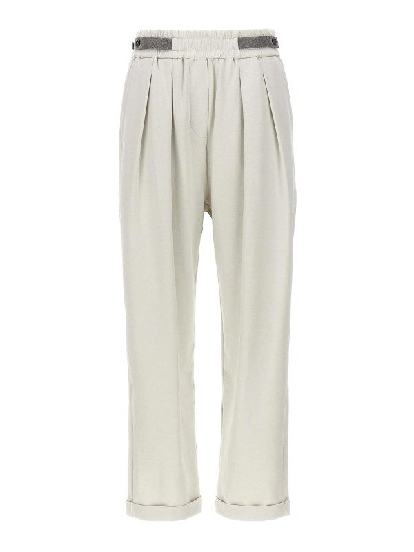 BRUNELLO CUCINELLI WOMEN'S OFF WHITE RELAXED TROUSERS