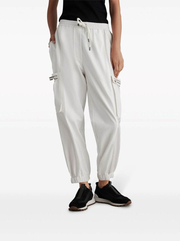 BRUNELLO CUCINELLI WOMEN'S OFF WHITE RELAXED COTTON TROUSERS
