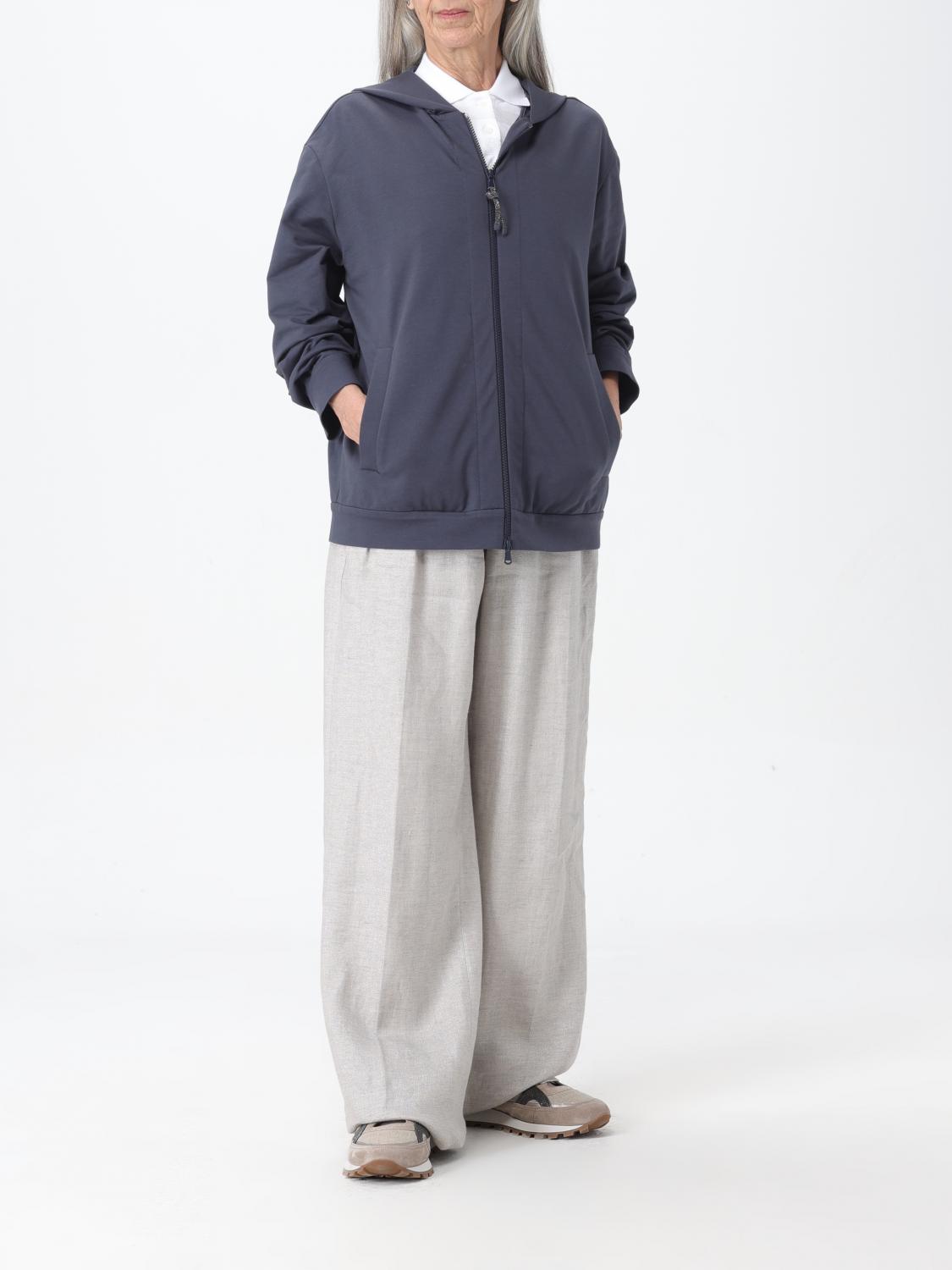 BRUNELLO CUCINELLI WOMEN'S DARK BLUE ZIP HOODIE