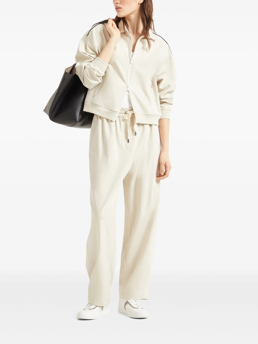 BRUNELLO CUCINELLI WOMEN'S OFF WHITE ZIP JACKET