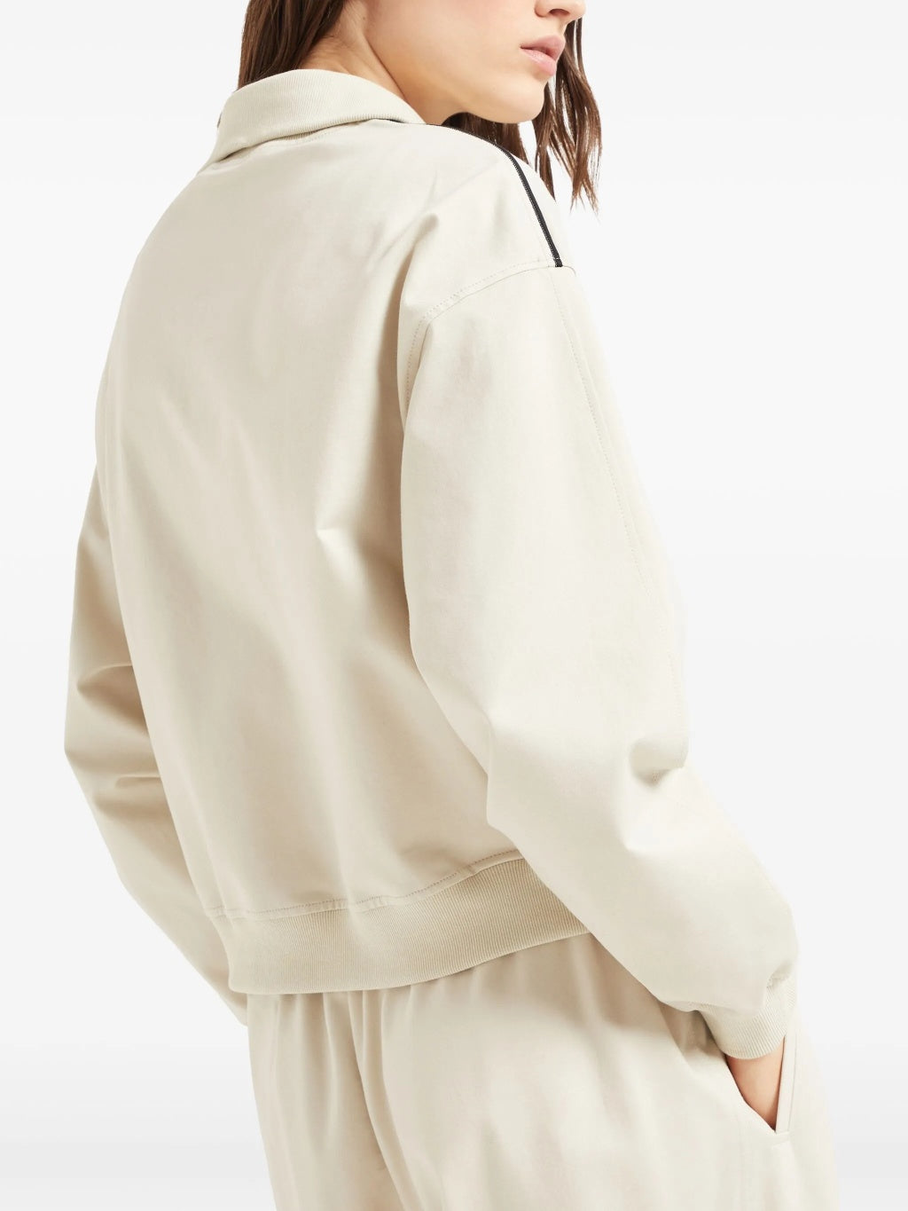 BRUNELLO CUCINELLI WOMEN'S OFF WHITE ZIP JACKET