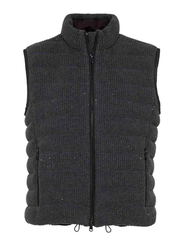 BRUNELLO CUCINELLI WOMEN'S DARK GREY KNITTED VEST