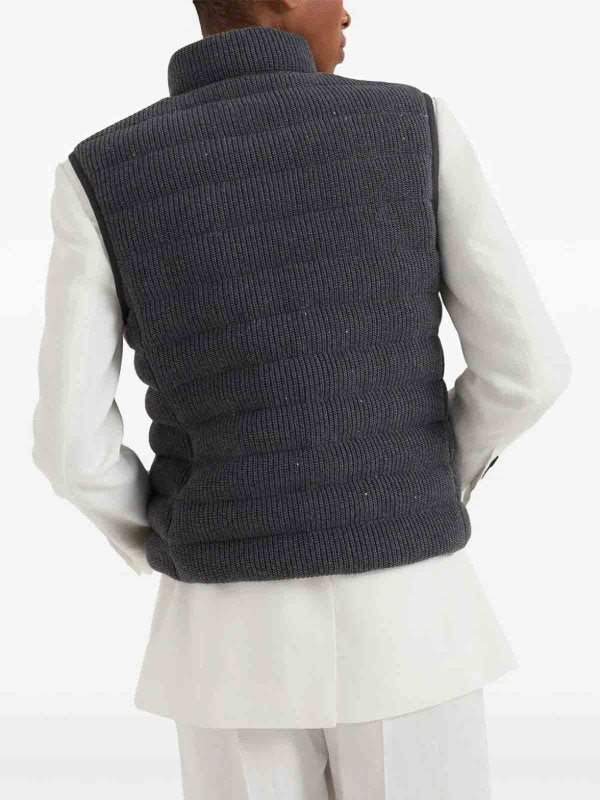 BRUNELLO CUCINELLI WOMEN'S DARK GREY KNITTED VEST