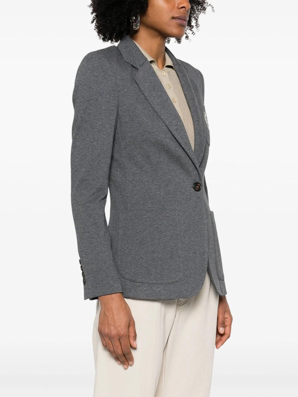 BRUNELLO CUCINELLI WOMEN'S GREY TAILORED COTTON JACKET