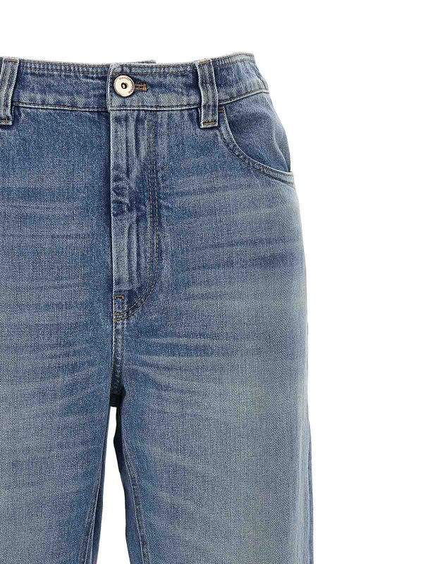 BRUNELLO CUCINELLI WOMEN'S LIGHT BLUE STRAIGHT TROUSERS