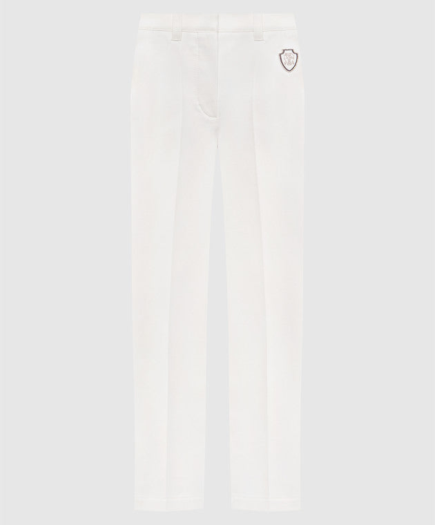 BRUNELLO CUCINELLI WOMEN'S OFF WHITE SLIM TROUSERS