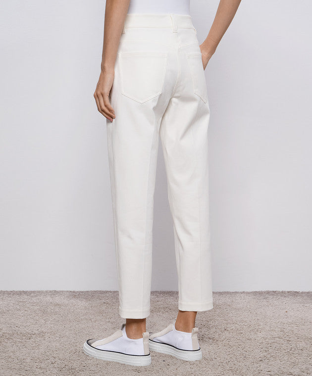 BRUNELLO CUCINELLI WOMEN'S OFF WHITE SLIM TROUSERS