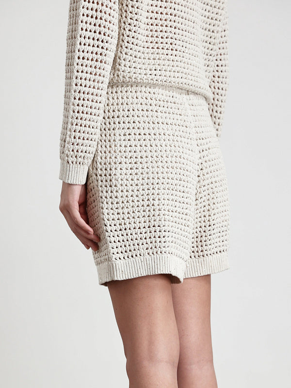BRUNELLO CUCINELLI WOMEN'S OFF WHITE KNIT SHORTS