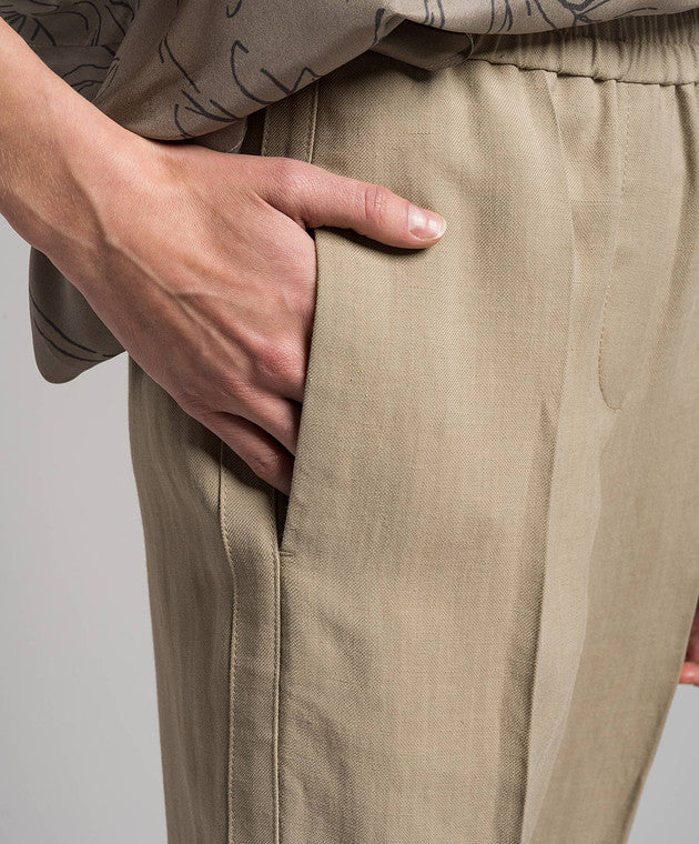 BRUNELLO CUCINELLI WOMEN'S LIGHT BROWN RELAXED TROUSERS
