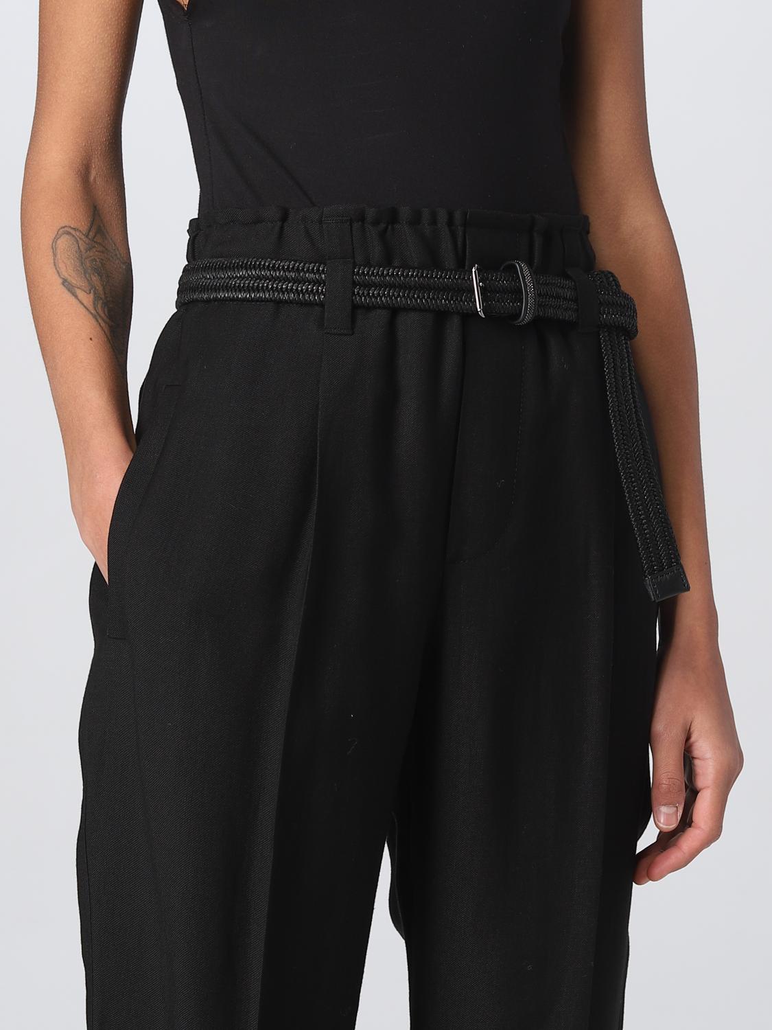 BRUNELLO CUCINELLI WOMEN'S BLACK RELAXED LINEN TROUSERS