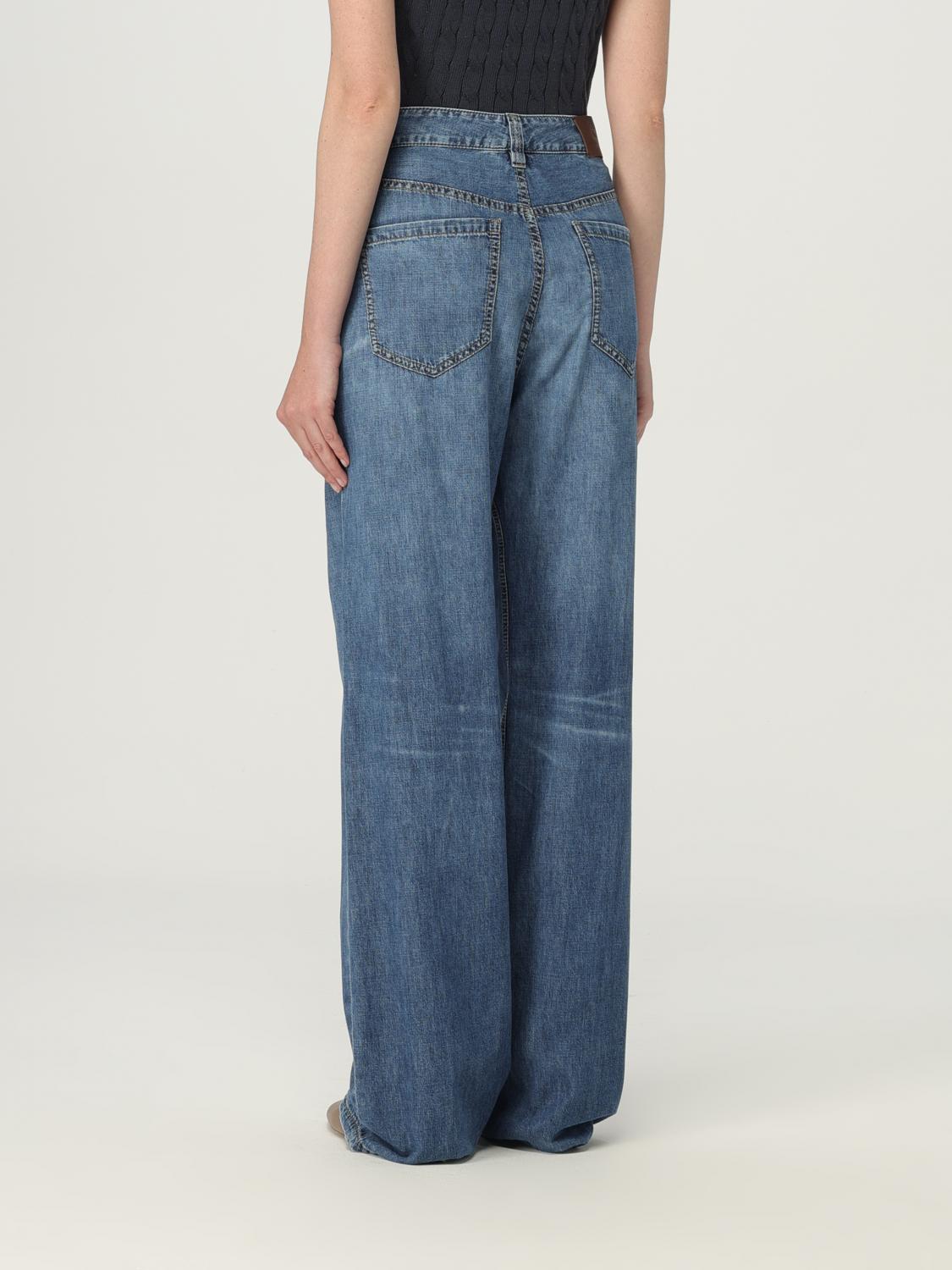BRUNELLO CUCINELLI WOMEN'S LIGHT BLUE WIDE LEG TROUSERS