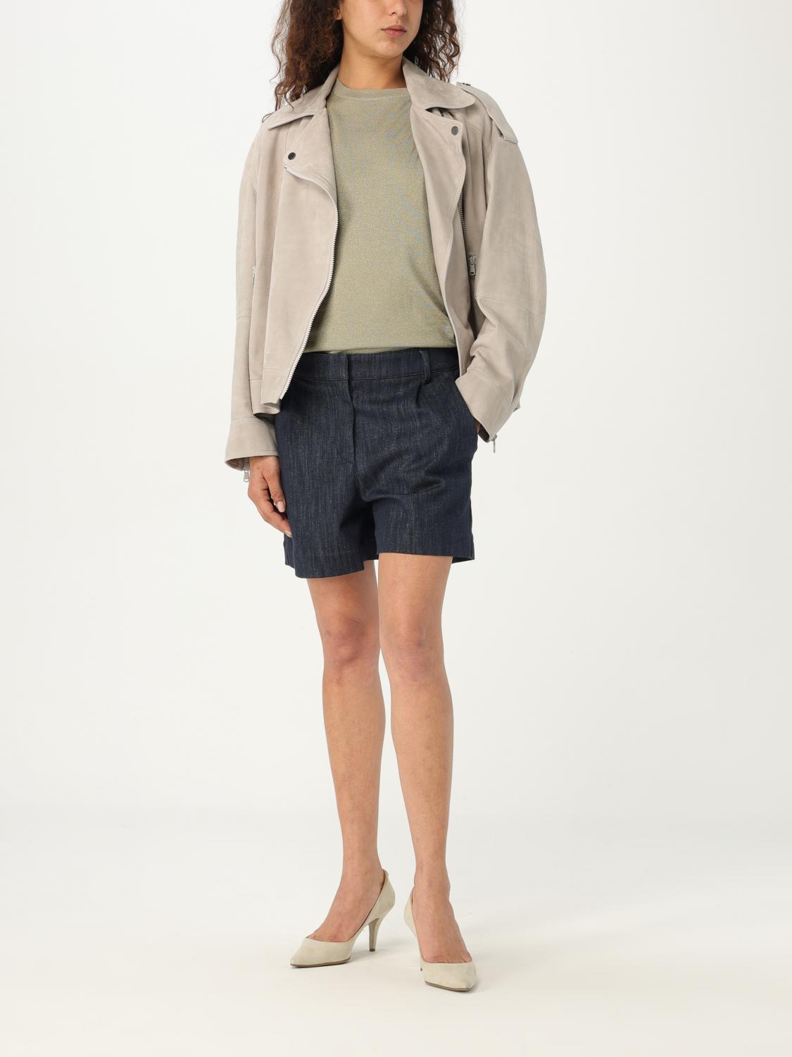BRUNELLO CUCINELLI WOMEN'S DARK BLUE TAILORED SHORTS