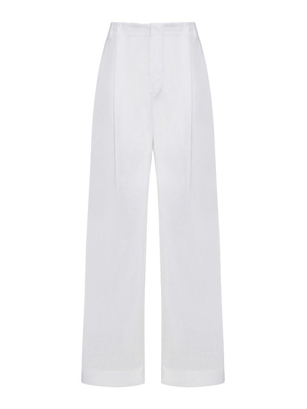 BRUNELLO CUCINELLI WOMEN'S NATURALE WIDE LEG COTTON TROUSERS