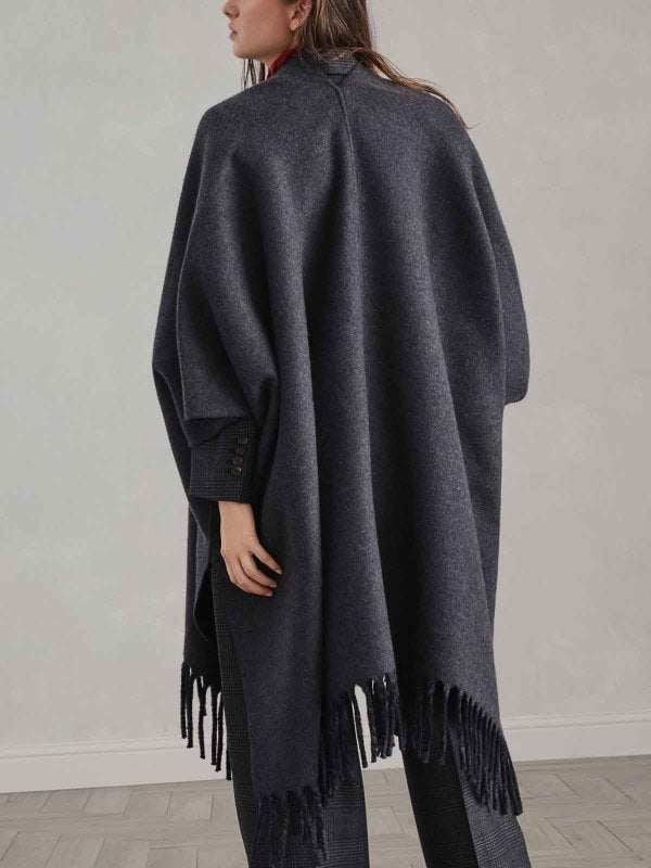 BRUNELLO CUCINELLI WOMEN'S DARK GREY WOOL SCARF