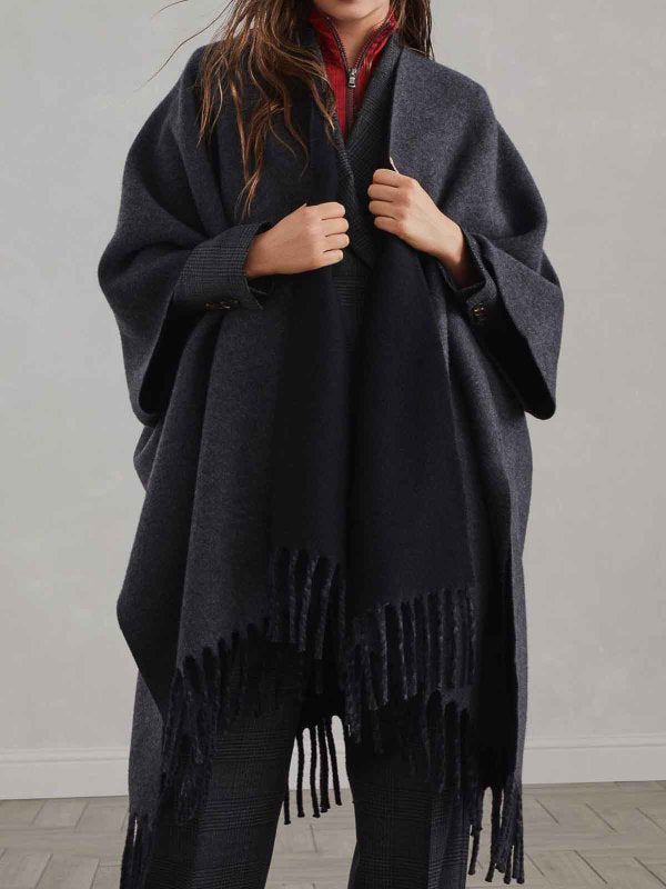 BRUNELLO CUCINELLI WOMEN'S DARK GREY WOOL SCARF