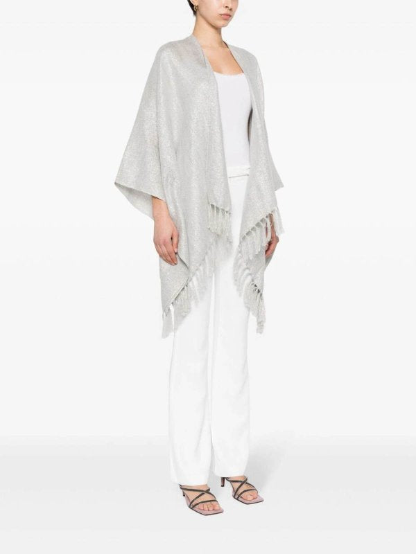 BRUNELLO CUCINELLI WOMEN'S LIGHT GREY LINEN BLEND SCARF