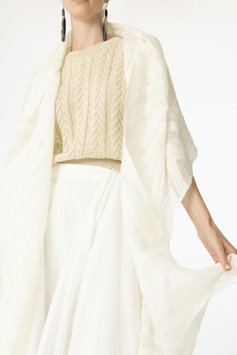 BRUNELLO CUCINELLI WOMEN'S NATURAL LINEN TEXTURED SCARF