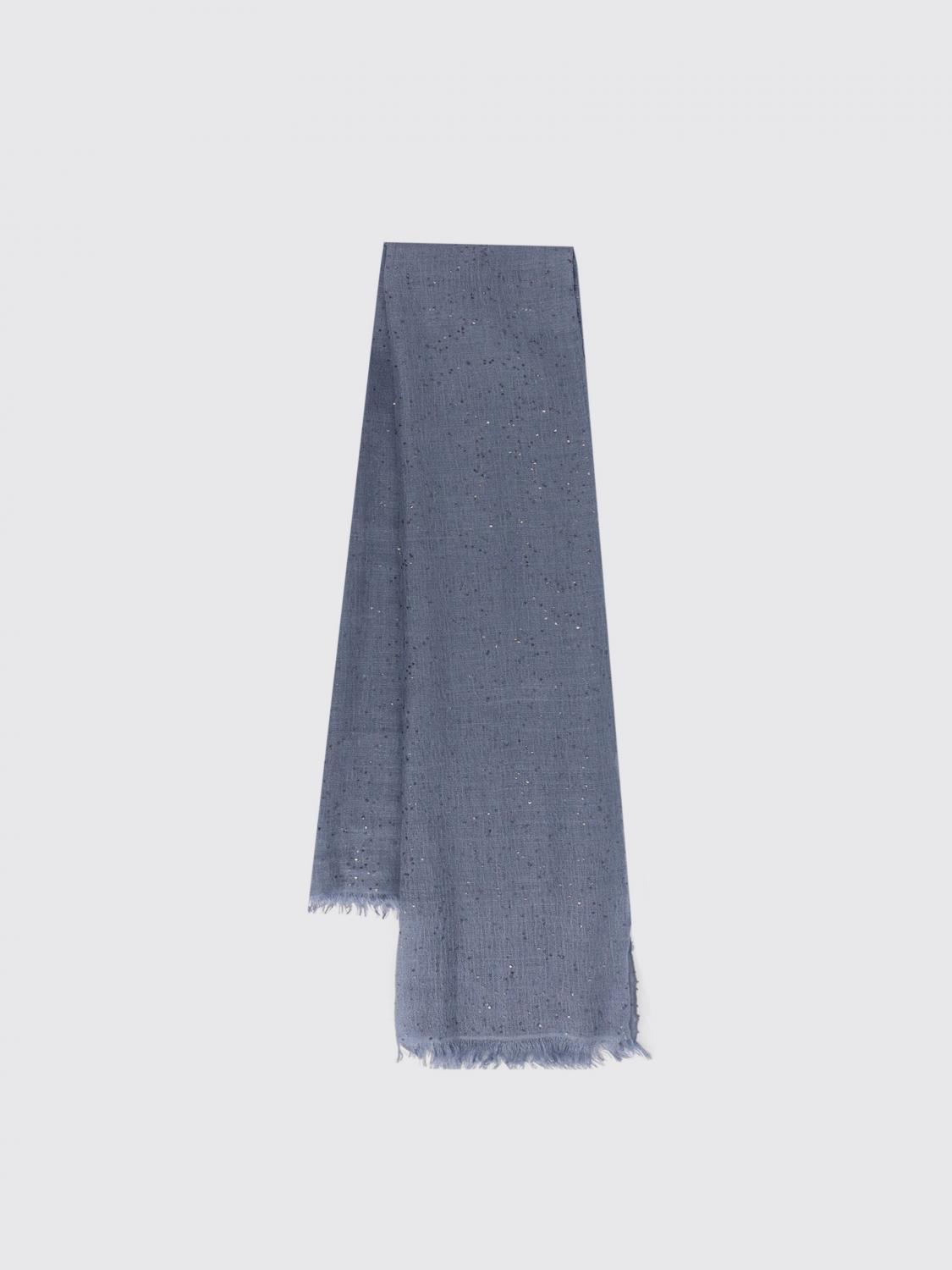 BRUNELLO CUCINELLI WOMEN'S BLUE SILK WOOL SCARF