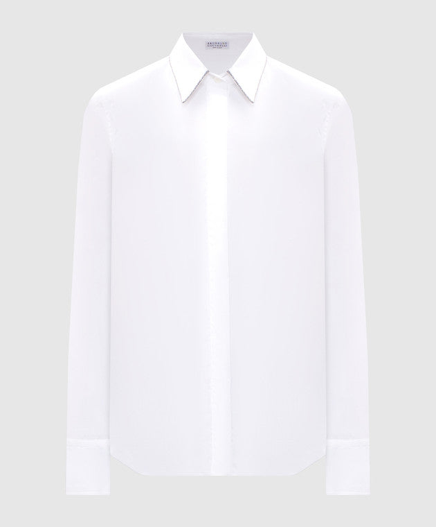 BRUNELLO CUCINELLI WOMEN'S WHITE COTTON BLEND SHIRT